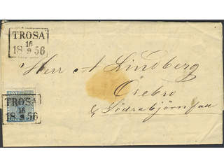 Sweden. Facit 2 on cover, Cover with EXCELLT cancellations TROSA 16.9.1856, sent to …