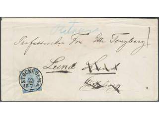 Sweden. Facit 9 cover , 12 öre on beautiful cover sent from STOCKHOLM to LUND 25.7.1866, …