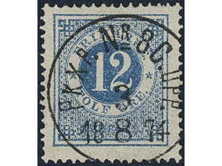 Sweden, Sverige, Sverige, Sverige. Facit 21m used, 12 öre blue. Superb–EXCELLENT …