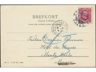 Sweden. Facit 54 cover , 10 öre on postcard sent from STOCKHOLM 5.4.04 to Monaco. …