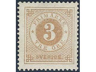 Sweden. Facit 28d ★, 3 öre yellow-brown. SEK 1100