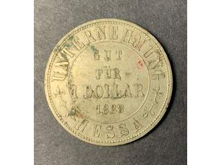 Nederländska Ostindien Hessa 1 dollar 1888, VF repor