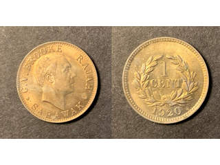 Sarawak Rajah Brooke 1 cent 1920, UNC