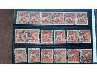 Sweden. Facit 142Acxz used , 5 öre brown red type II vertical perf 9¾, wmk lines + KPV, …