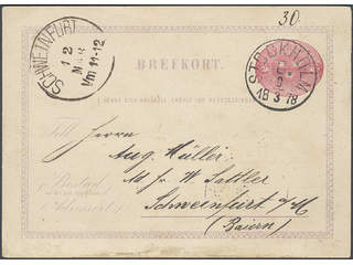 Sweden. Postal stationery, Single postcard, Facit bKe3B, Postcard 10 öre sent from …