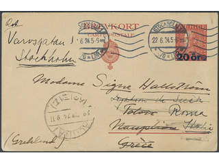 Sweden. Postal stationery, Single postcard, Facit bKe29, Postcard 20/25 öre sent from …