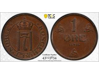 Norge Haakon VII (1905-1957) 1 øre 1925, 01/0 PCGS MS62BN