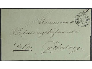 Sweden. N county. HALMSTAD 21.3.1834, arc postmark. Type 3 on cover sent to Gothenburg.