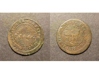Honduras 4 reales 1854 TG, F-VF corrosion Ex. Richard Stuart