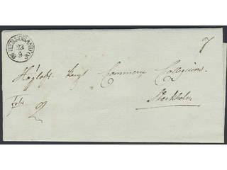 Sweden. Y county. HERNÖSAND 23.9.1830, arc postmark typ 1, superb cancellation, on cover …