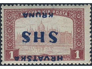 Yugoslavia. Michel 79 ★★, 1916 SHS overprint 1 kr brown dull red/red with inverted …