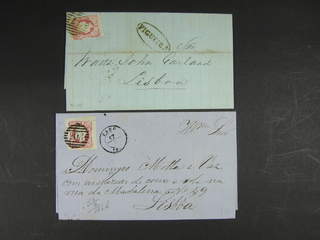 Portugal. Michel 14 cover , 1862 King Luis I 25 R rose on covers sent to Lisboa in 1864. …