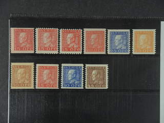 Sweden. ★★ 1921-36. GV Coilstamps. All different, e.g. F 176A, 177C, 177Cc, 180a, 183b, …