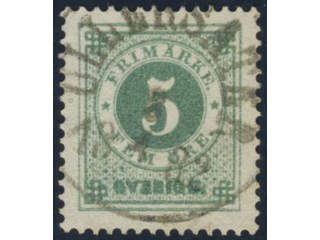 Sweden, Sverige, Sverige, Sverige. Facit 30e used, 5 öre pale bluish green. EXCELLENT …