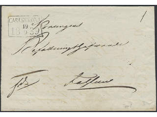 Sweden. K county. CARLSKRONA 19.9.1839, rectangular postmark. Type 1 on beautiful cover …