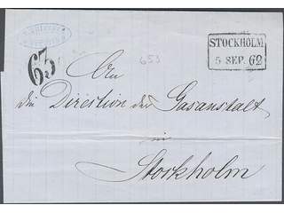 Sweden. Lösenförsändelser. Postage due cancellation 63 ÖRE on unpaid cover sent from …