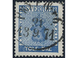 Sweden. Facit 9c3 used, 12 öre blue, perforation of 1865. Superb cancellation PKXP Nr 6 …