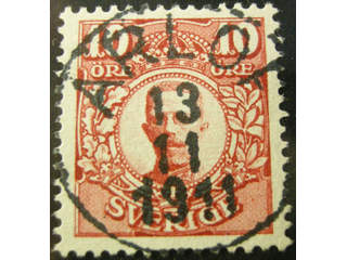 Sweden. Facit 82 used , 10 öre red. EXCELLENT cancellation ARLÖF 13.11.1911.