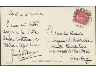 Sweden. Facit 180 on cover, 20 öre on postcard sent from STOCKHOLM 12.12.24 to …
