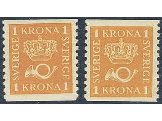 Sweden. Facit 168 ★★ , 1 Krona orange. Two very fine copies. (2).