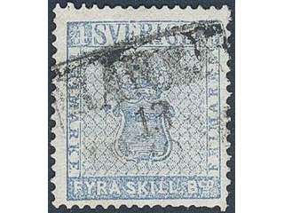 Sweden. Facit 2a1 used , 4 skill blue, thin paper (slightly thin). Scarce cancellation …
