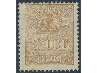 Sweden. Facit 14B ★, 3 öre brown, type II. Weak crease. SEK 2200