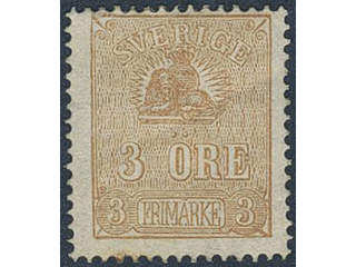 Sweden. Facit 14B ★, 3 öre brown, type II. Weak crease. SEK 2200