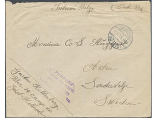 Sweden. P.O.W mailCover sent from Belgian G. Kollenberg who was detained in Bloc 14 Camp …