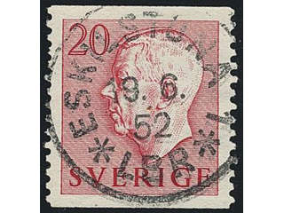 Sweden. Facit 402 used , 1951 Gustaf VI Adolf, type 1 20 öre red. EXCELLENT cancellation …