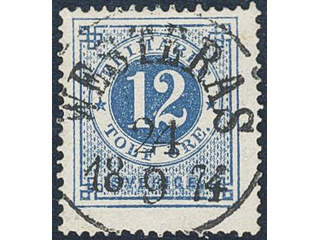 Sweden. Facit 21e used , 12 öre ultramarine-blue on ordinary paper. EXCELLENT …