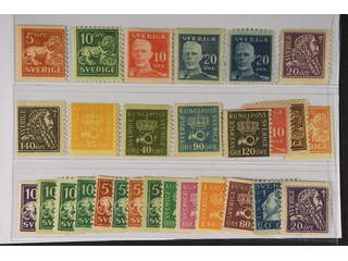 Sweden. ★ 1920–36. Coil stamps.. All different, e.g. F 141, 144Ccx, 149A, 151A+C, 153bz, …