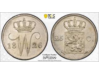 Nederländerna Willem I (1815-1840) 25 cents 1826, PCGS AU58