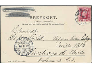 Sweden. Facit 54 cover , 10 öre on picture postcard (Nybrogatan, Stockholm) sent from …