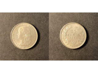 Nederländerna Wilhelmina (1890-1948) 25 cents 1897, AU/UNC