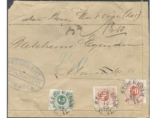 Sweden. Facit 43b, 46c cover , 5 öre dark green, clean distinct print and two copies of …