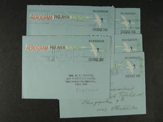 Sweden. Postal stationery, areogram Facit Ae3 , Aerogram 1 kr (+10 öre), ten usages …