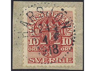 Sweden. Facit Tj47, D county. HARSJÖN 24.4.1918. EXCELLENT cancellation on cut piece. …
