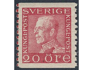 Sweden. Facit 180 ★★, 20 öre red vertical perf 9¾. Superb quality. SEK 550