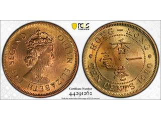 Hongkong Queen Elizabeth II (1952-1997) 10 cents 1980, AU/UNC, PCGS MS63 Nyckelår!