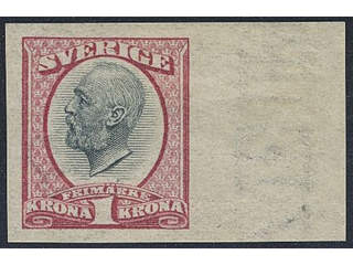 Sweden. Facit 60v1 ★ , 1900 Oscar II 1 Kr imperf variety. Superb margin copy. SEK 2500