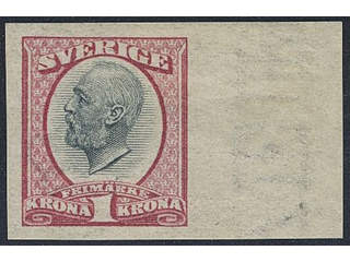 Sweden. Facit 60v1 ★ , 1900 Oscar II 1 Kr imperf variety. Superb margin copy. SEK 2500