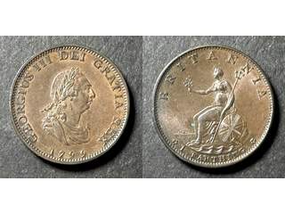 Storbritannien George III (1760-1820) 1 farthing 1799, AU/UNC, 3 bär