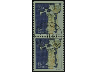 Sweden. Facit 1150BB used , 1980 Christmas 1.25 Kr dark ultramarine/yellow pair. …