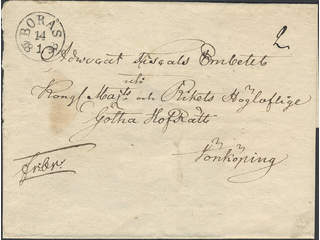 Sweden. P county. BORÅS 14.1.1833, arc postmark. Type 1 on cover beautiful cover sent to …