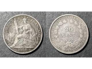 Franska Indokina 20 cents 1884, VF-XF