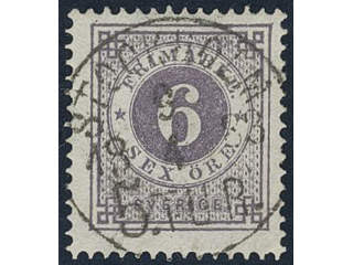Sweden, Sverige, Sverige, Sverige. Facit 31g used, 6 öre bluish lilac on white paper. …