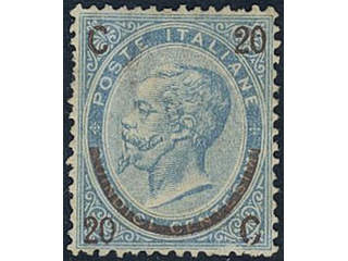 Italy. Michel 25 I ★, 1865 Overprint on Victor Emanuel II 20/15 c pale blue without dot. …