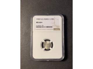 Nederländska Ostindien 1/10 gulden 1900, UNC, NGC MS66+