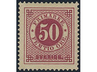 Sweden. Facit 48e ★, 50 öre dark violet-carmine. Superb quality.