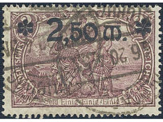 Germany Reich. Michel 118a used , 1920 New value overprint 2.50 M on 2 M brown-lilac. …